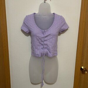 SO Lilac / Lavender / Light Purple Cropped Corset Front Top (Medium)
